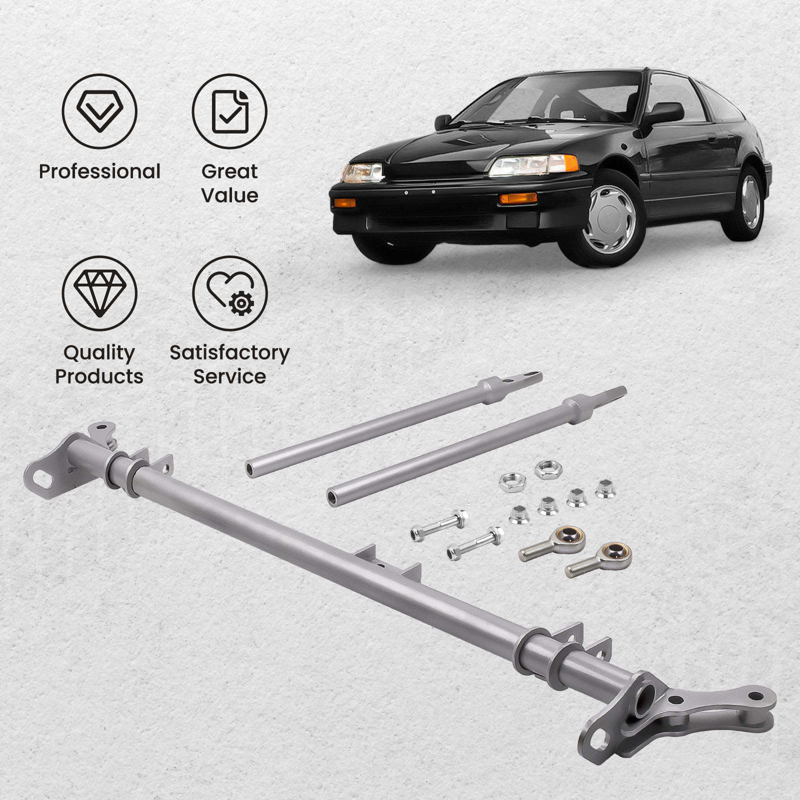 Rods Control Arm compatible Traction CRX Bar 1988-1991 Brace Strut for Front Civic Honda