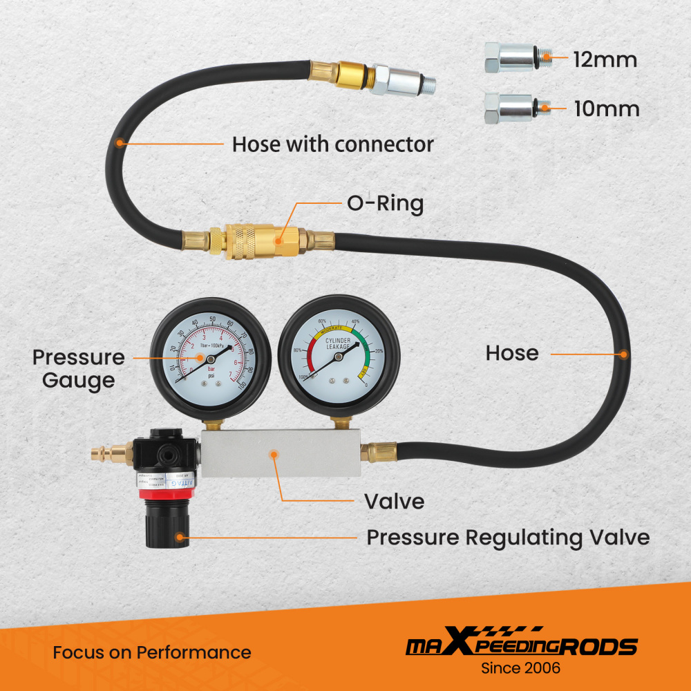 Cylinder Leak Tester Detector Petrol Engine Compression Leakage Leakdown Kit Set