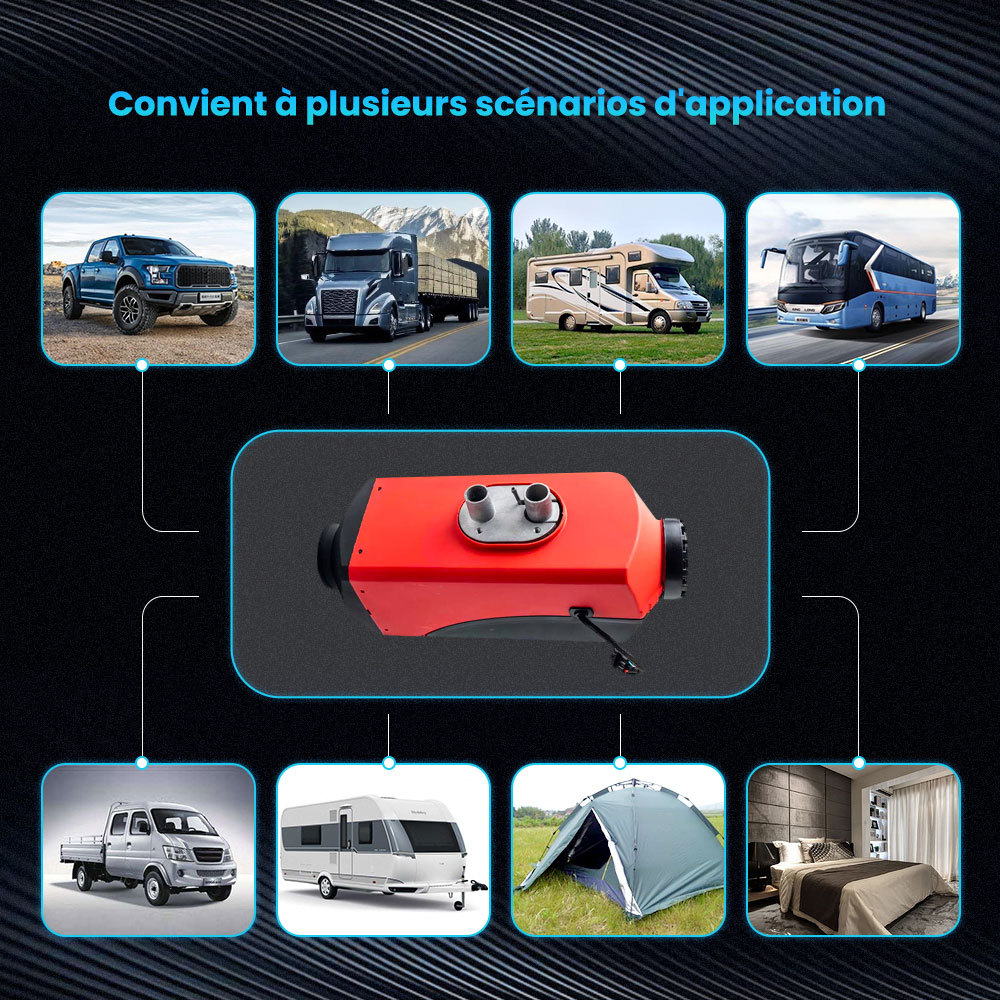 12V 2KW-8KW Diesel Air Heater 10L Tank LCD Hole Car Bus Trucks Boats Bateau Neuf