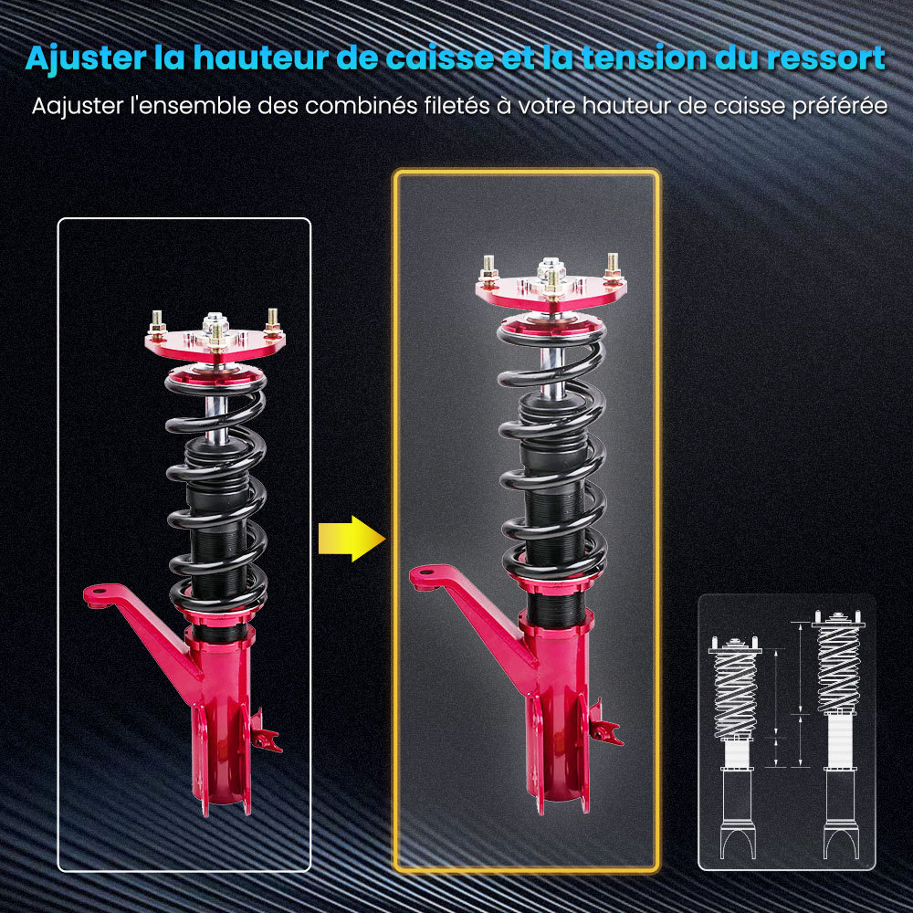 Combines filetes amortisseurs compatible pour HONDA Civic EM2 2001-2005kit d'abaissement