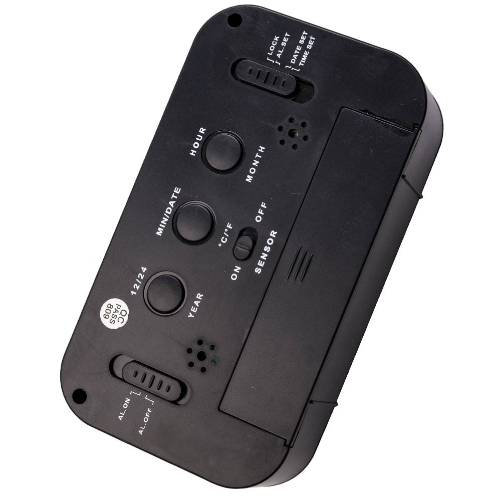 Black Digital LCD Snooze Electronic Alarm Clock with Backlight Light Control