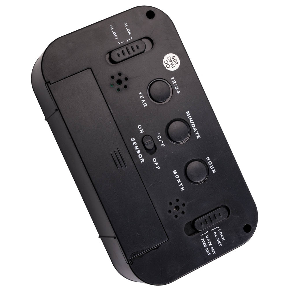 Black Digital LCD Snooze Electronic Alarm Clock with Backlight Light Control