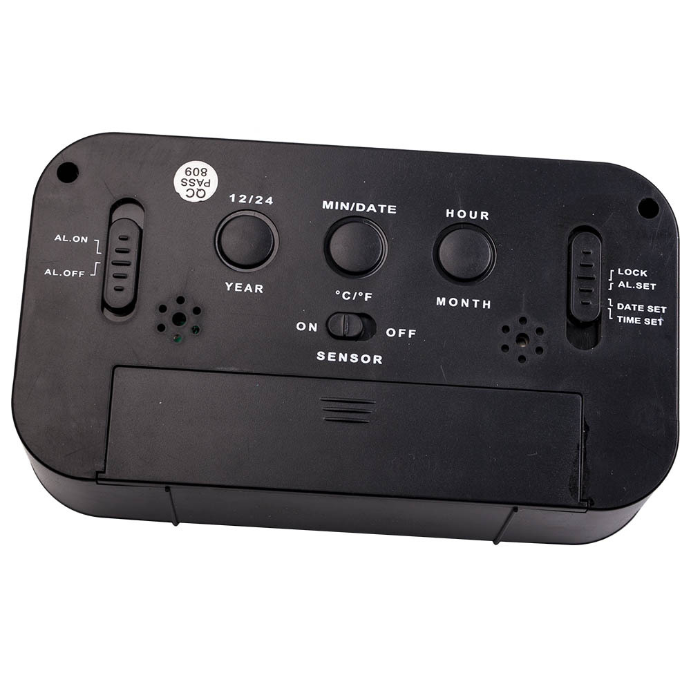 Black Digital LCD Snooze Electronic Alarm Clock with Backlight Light Control