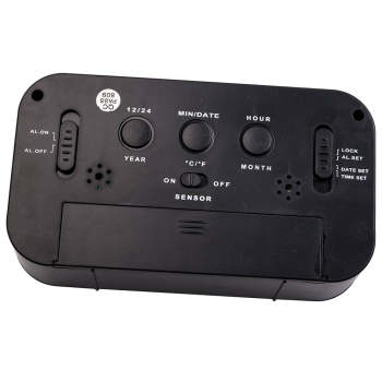 Black Digital LCD Snooze Electronic Alarm Clock with Backlight Light Control