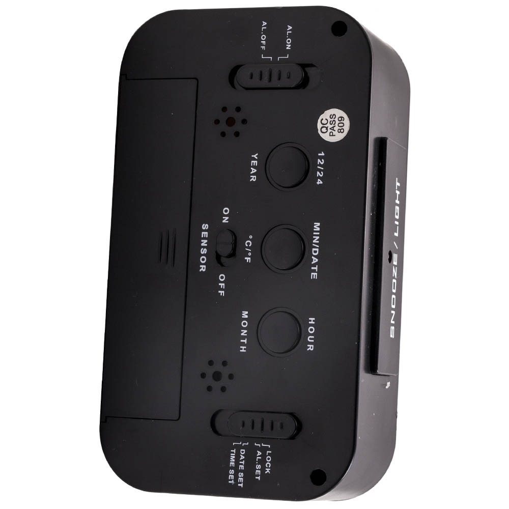 Black Digital LCD Snooze Electronic Alarm Clock with Backlight Light Control