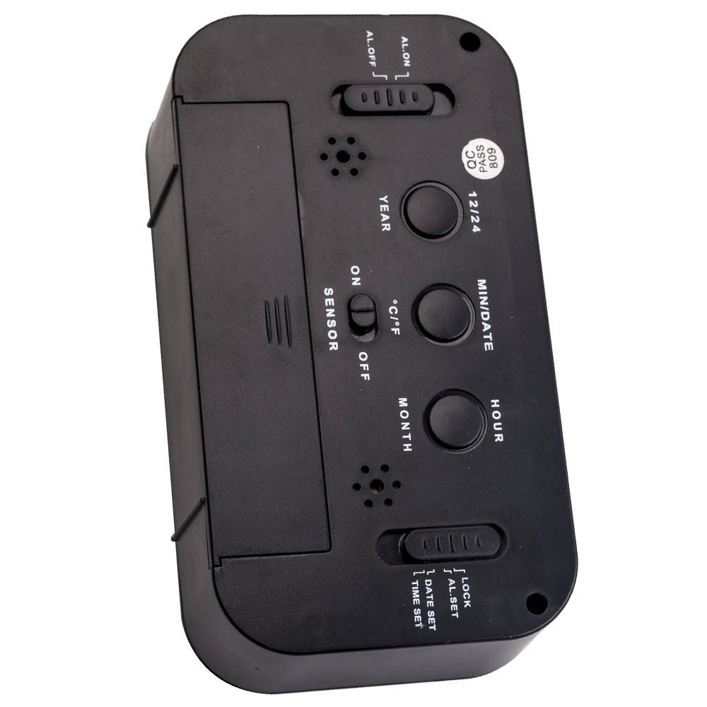 Black Digital LCD Snooze Electronic Alarm Clock with Backlight Light Control