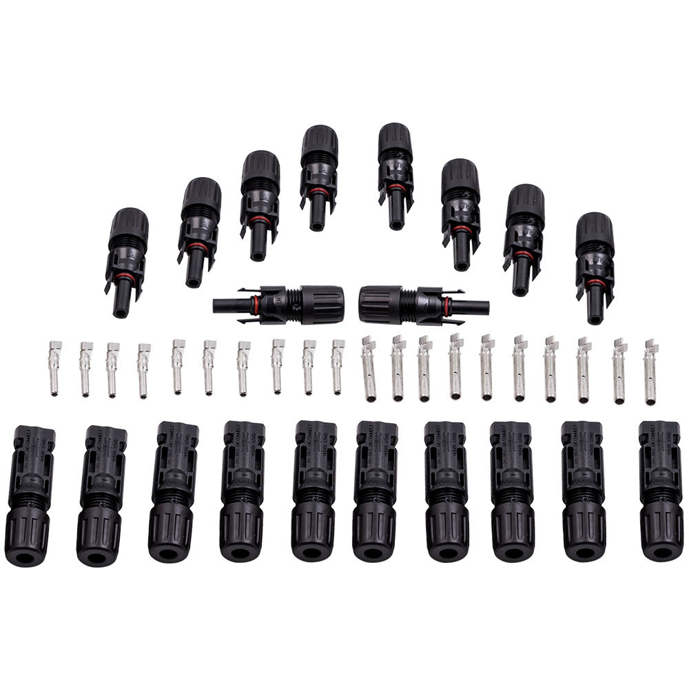 10 pairs Male Female Wire PV Cable Connector Set Solar Panel Black MC4 30A