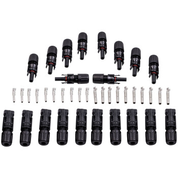 10 pairs Male Female Wire PV Cable Connector Set Solar Panel Black MC4 30A