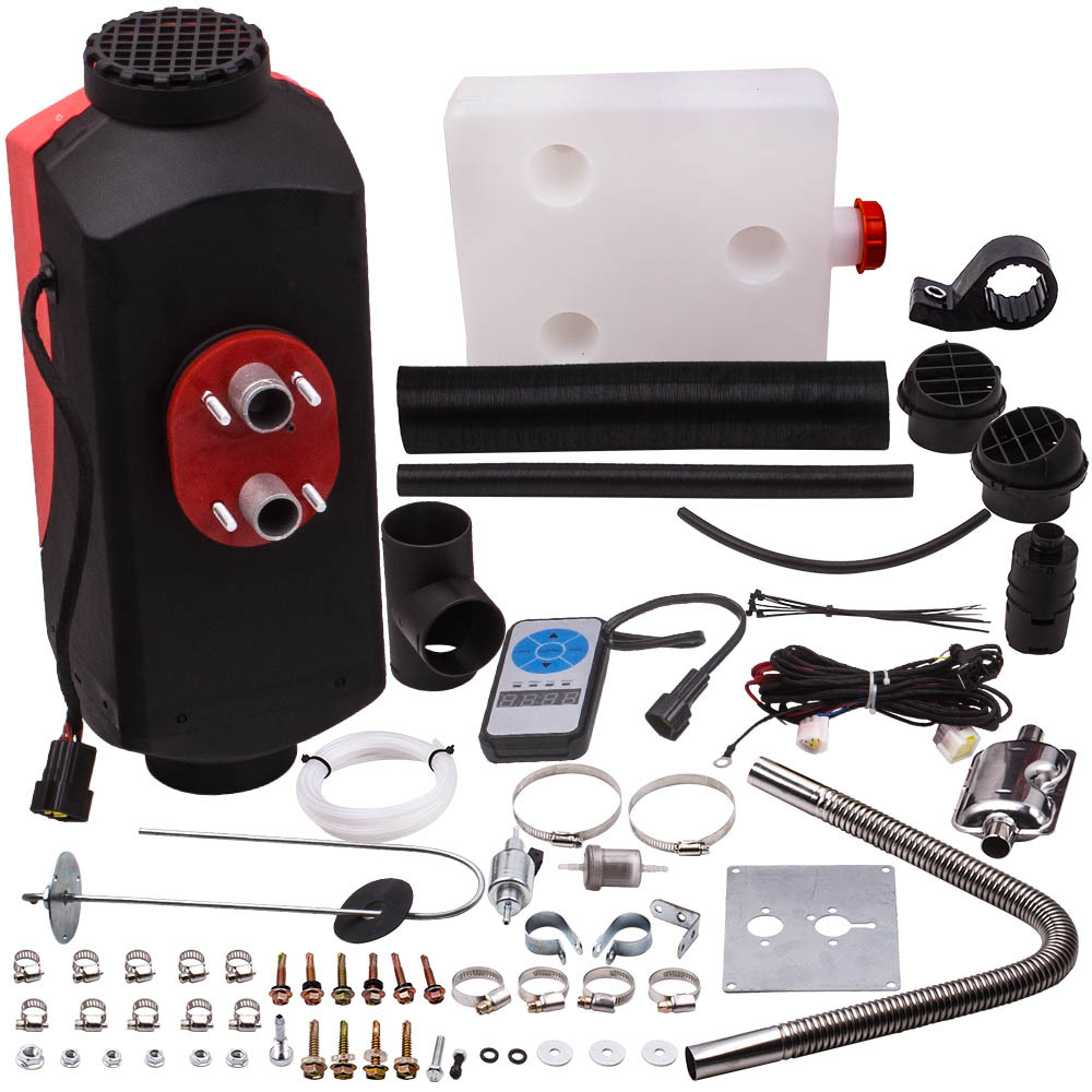 12V 5KW chauffe-air diesel 10L réservoir silencieux Fliter T-Piece moteur de commutateur numérique