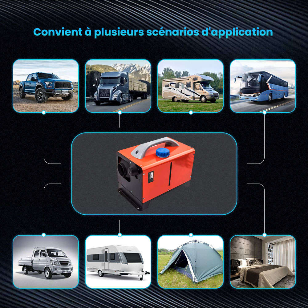 12V 8000W Chauffage Diesel Air Heater avec Kit Voiture Camion Bus Parking Bateau