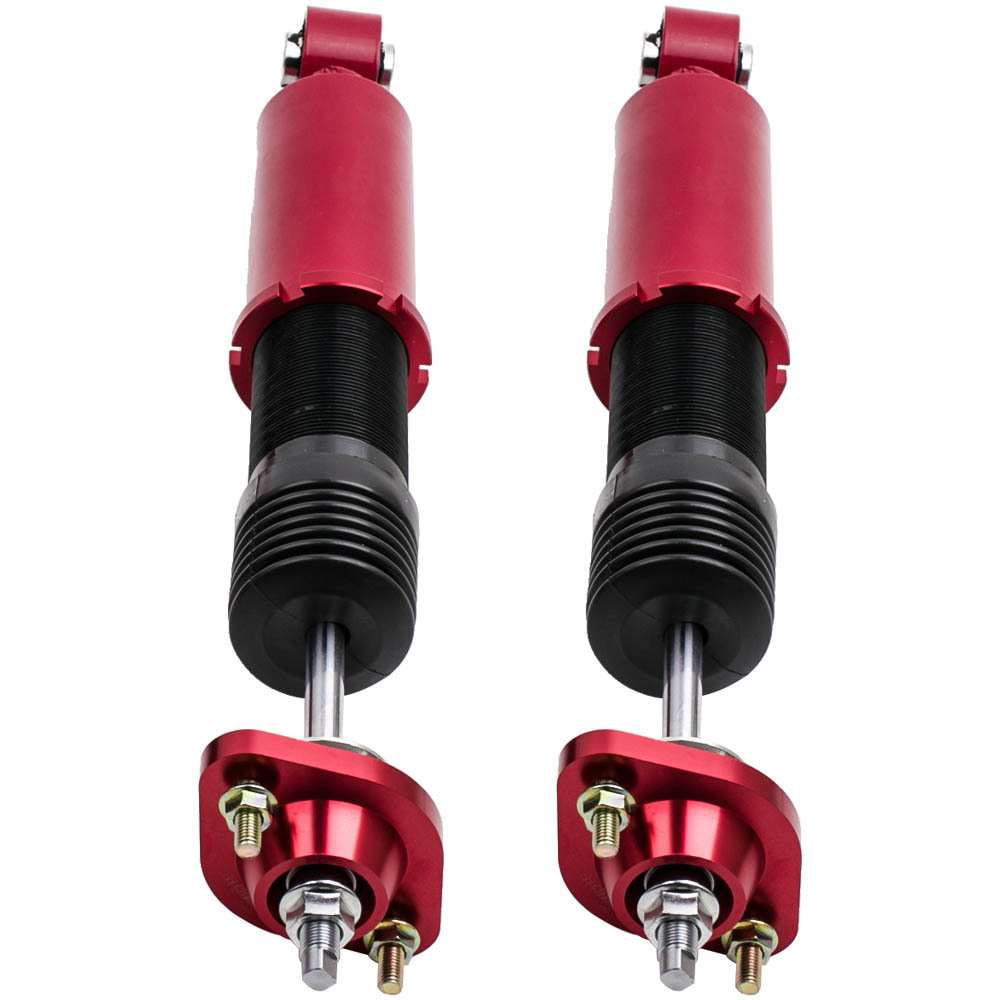 Red Complete Front + Rear Coilovers compatible for BMW E46 3 Series Adj. Height + Sway Bar lowering kit