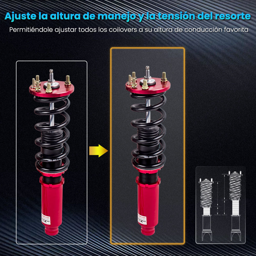 Coilover Amortiguador Delantero Trasero Ajustable compatible para Honda Accord 2003-2007