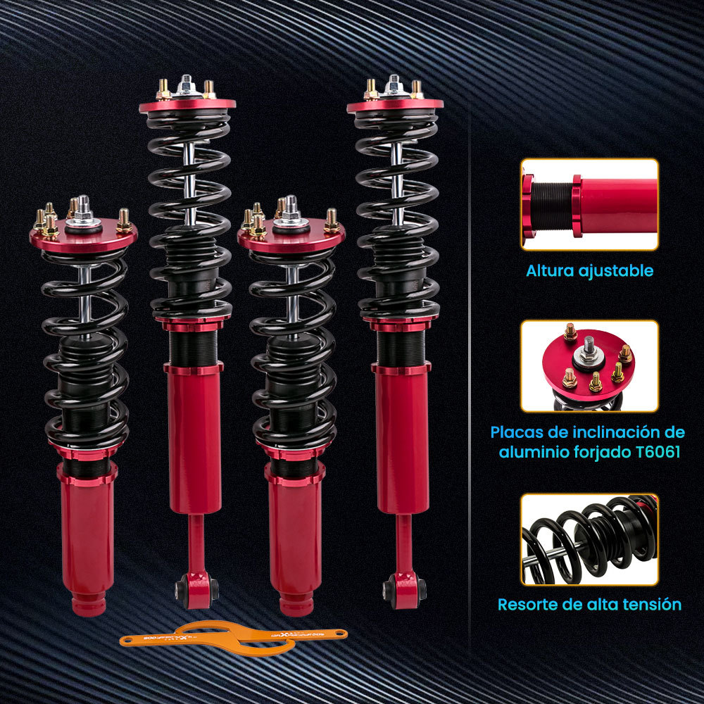 Maxpeedingrods Kits de suspensión Coilovers de puntal de bobina de altura ajustable Compatible para Honda Accord 2003-2007