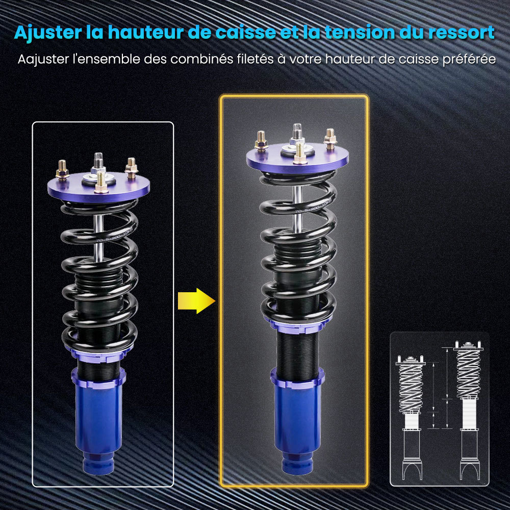  Amortisseur kit combinés filetés compatible pour Honda ACCORD LX, SE, LX-Pkit d'abaissement