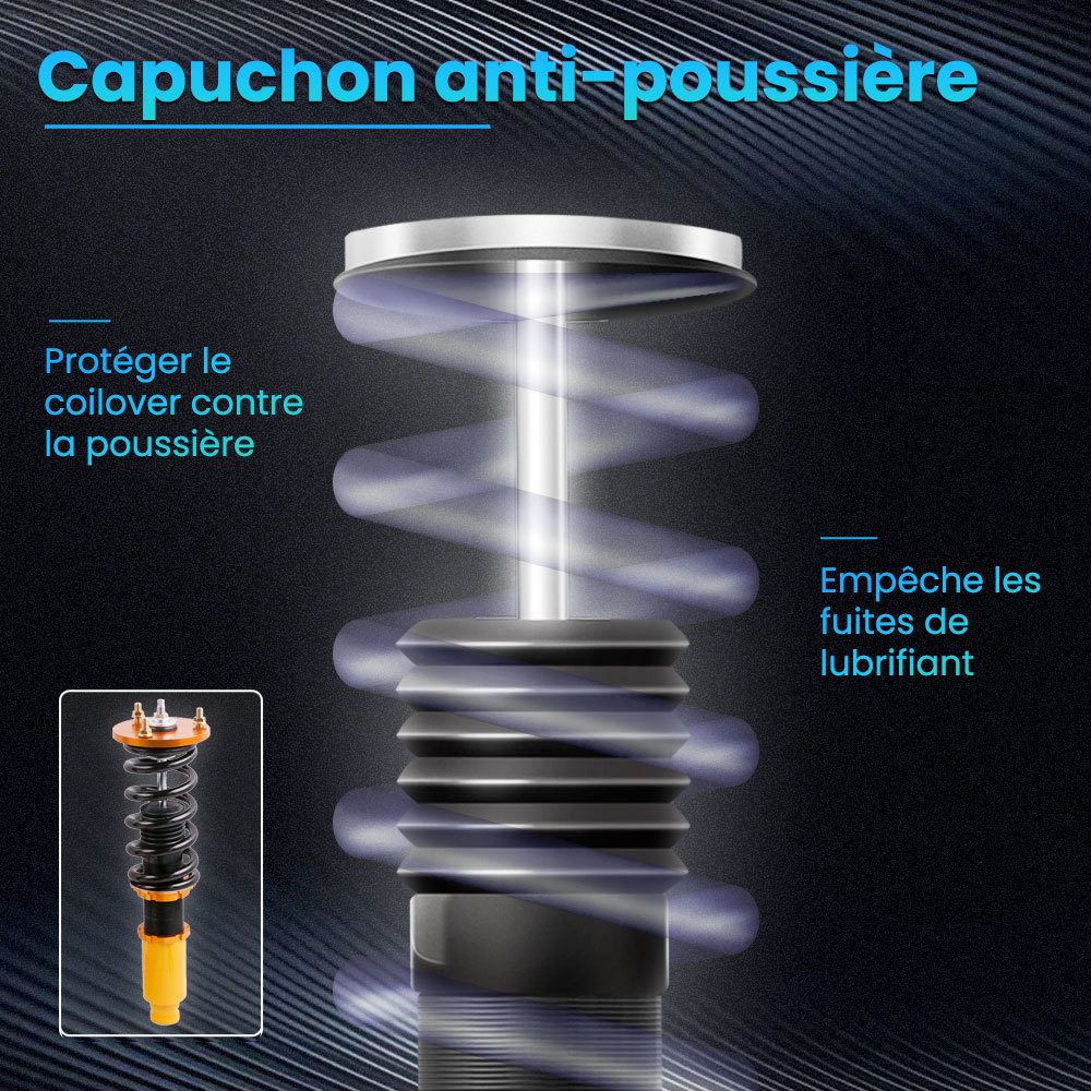 Kit de suspension hélicoïdale 4x réglable en hauteur compatible pour Honda Accord 08-12kit d'abaissement