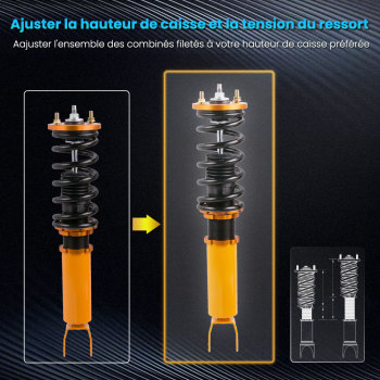 Kit de suspension hélicoïdale 4x réglable en hauteur compatible pour Honda Accord 08-12kit d'abaissement