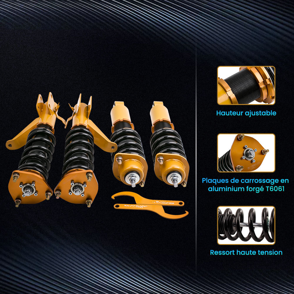 combinés filetés Suspension compatible pour Honda Civic (EM2) 2001 - 2005 Amortisseur hauteur réglablekit d'abaissement