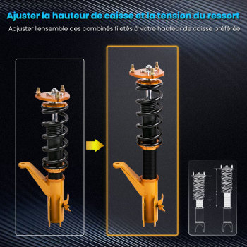 combinés filetés Suspension compatible pour Honda Civic (EM2) 2001 - 2005 Amortisseur hauteur réglablekit d'abaissement