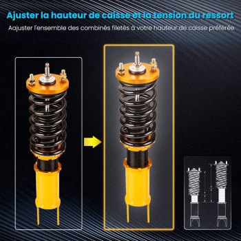 4 PCS Combinés filetés/Amortisseurs suspension kit Compatible pour HONDA CIVIC 1989-1991 ED2 ED3kit d'abaissement