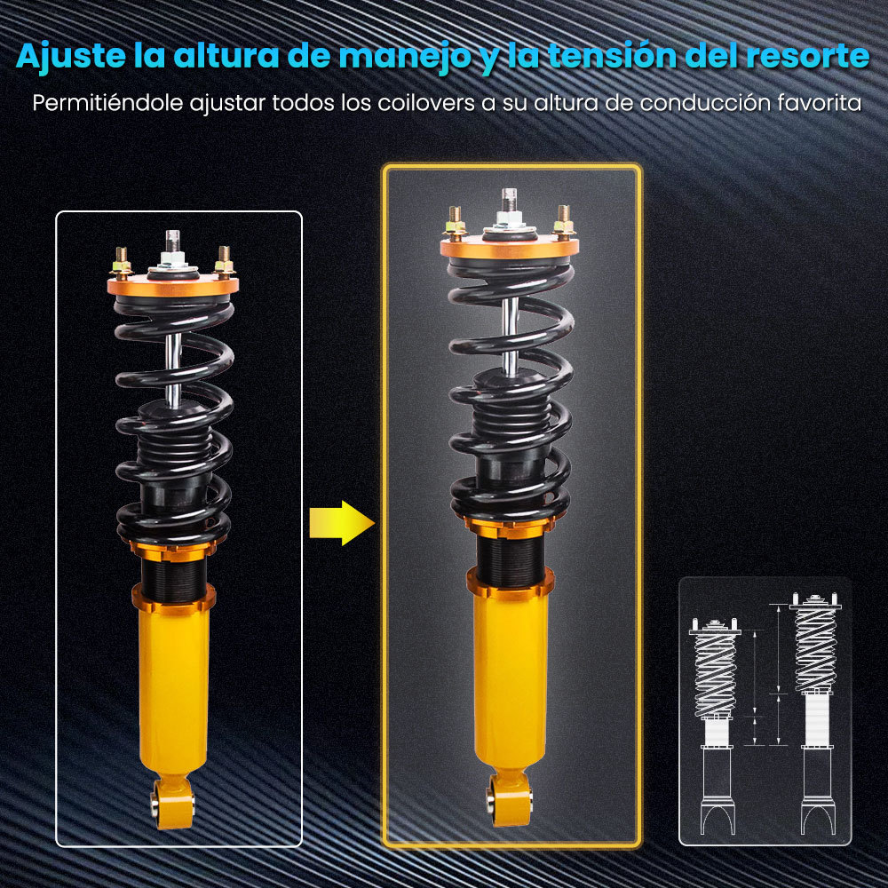 Suspensión Coilover ajustable en altura compatible para Honda CRV 96-01 CR-V Pillow Ball Mount