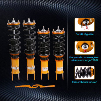 Amortisseurs combinés filetés compatible pour Honda S2000 AP1 AP2 Amortisseur Strut Adj. amortisseurkit d'abaissement