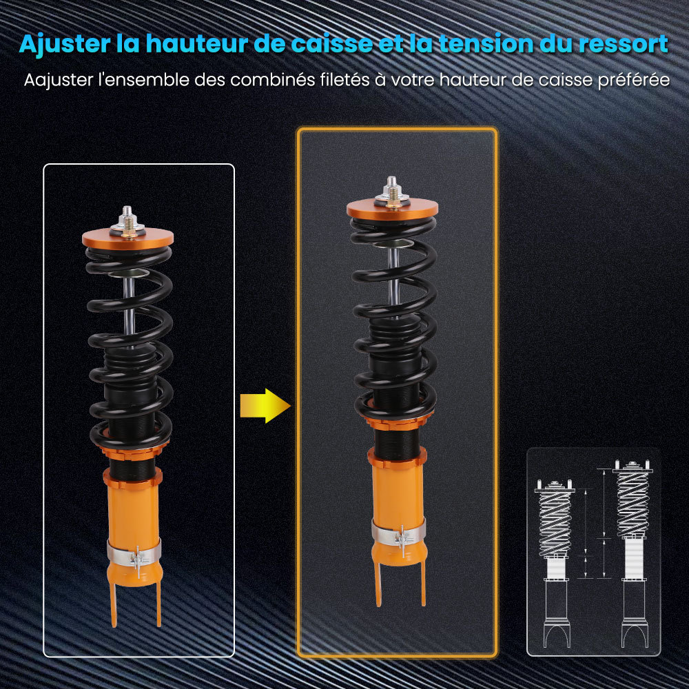 Compatible pour Honda S2000 AP1 AP2 Amortisseur Amortisseur Suspension hélicoïdale Hauteur de réglagekit dabaissement