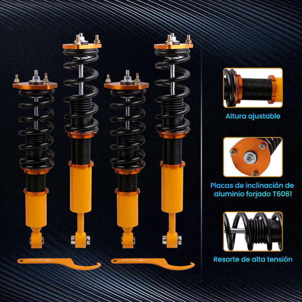 4x Kits Coilovers Suspensión Roscada Amortiguador Muelle compatible para Lexus IS300 01-05
