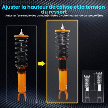 Ressort hélicoïdal de suspension TMT pour jambe de suspension compatible pour Nissan Fairlady 300ZX Z32 90-96kit d'abaissement