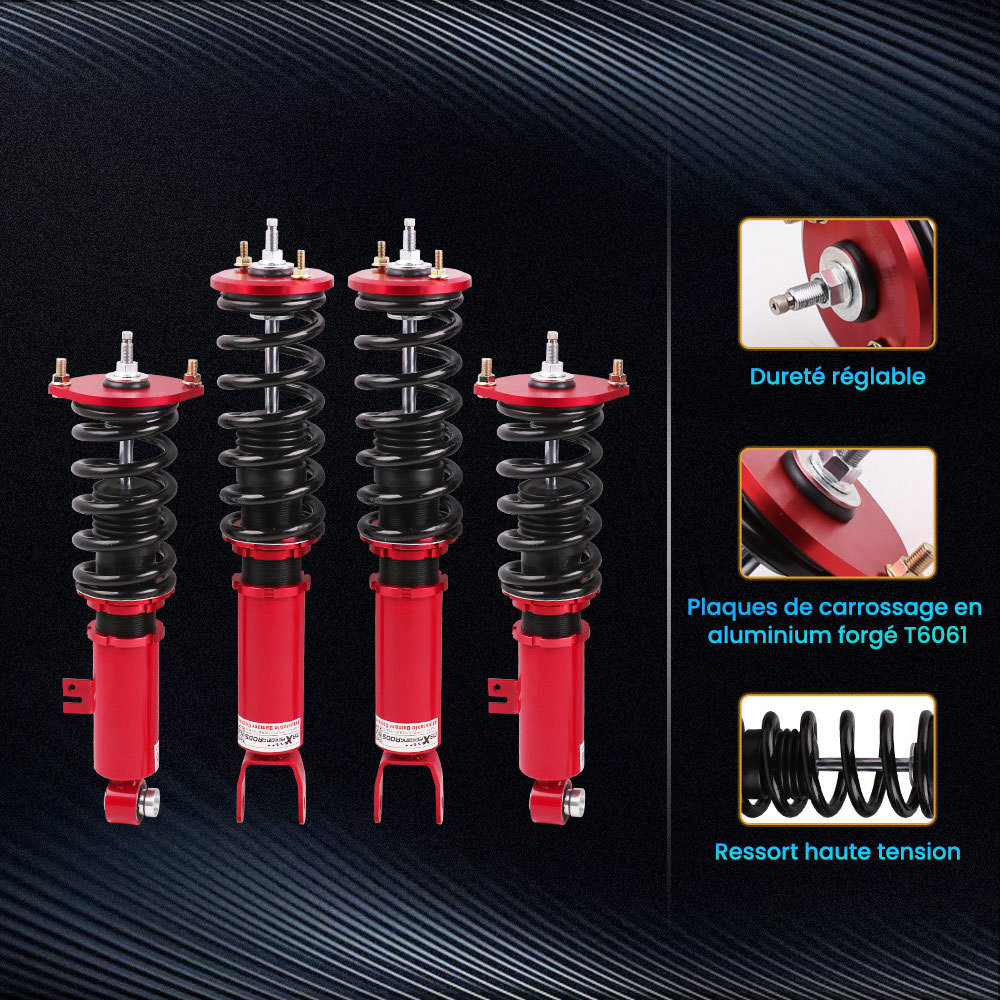 24 ways reglable amortisseur Suspension compatible pour Nissan Fairldy 300ZX Z32 90-96 3.0kit d'abaissement