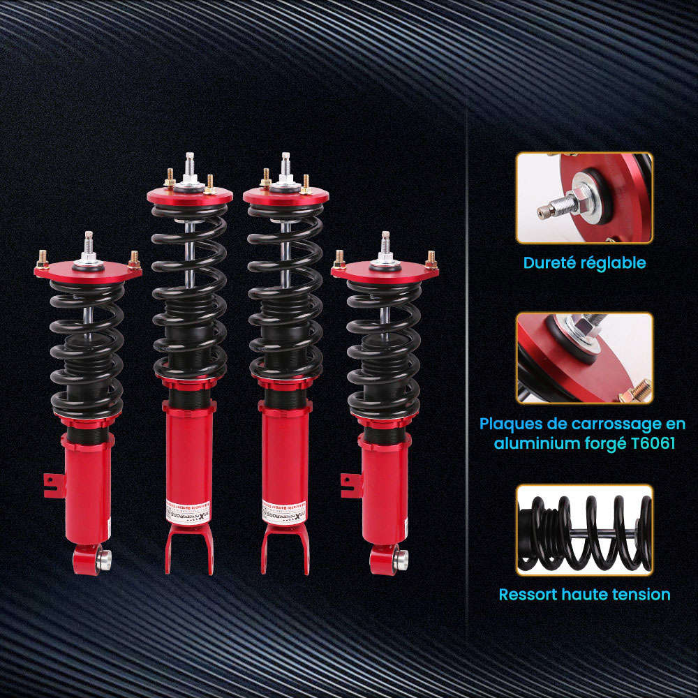 24 ways reglable amortisseur Suspension compatible pour Nissan Fairldy 300ZX Z32 90-96 3.0