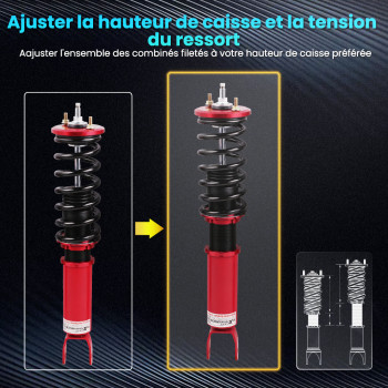24 ways reglable amortisseur Suspension compatible pour Nissan Fairldy 300ZX Z32 90-96 3.0kit d'abaissement