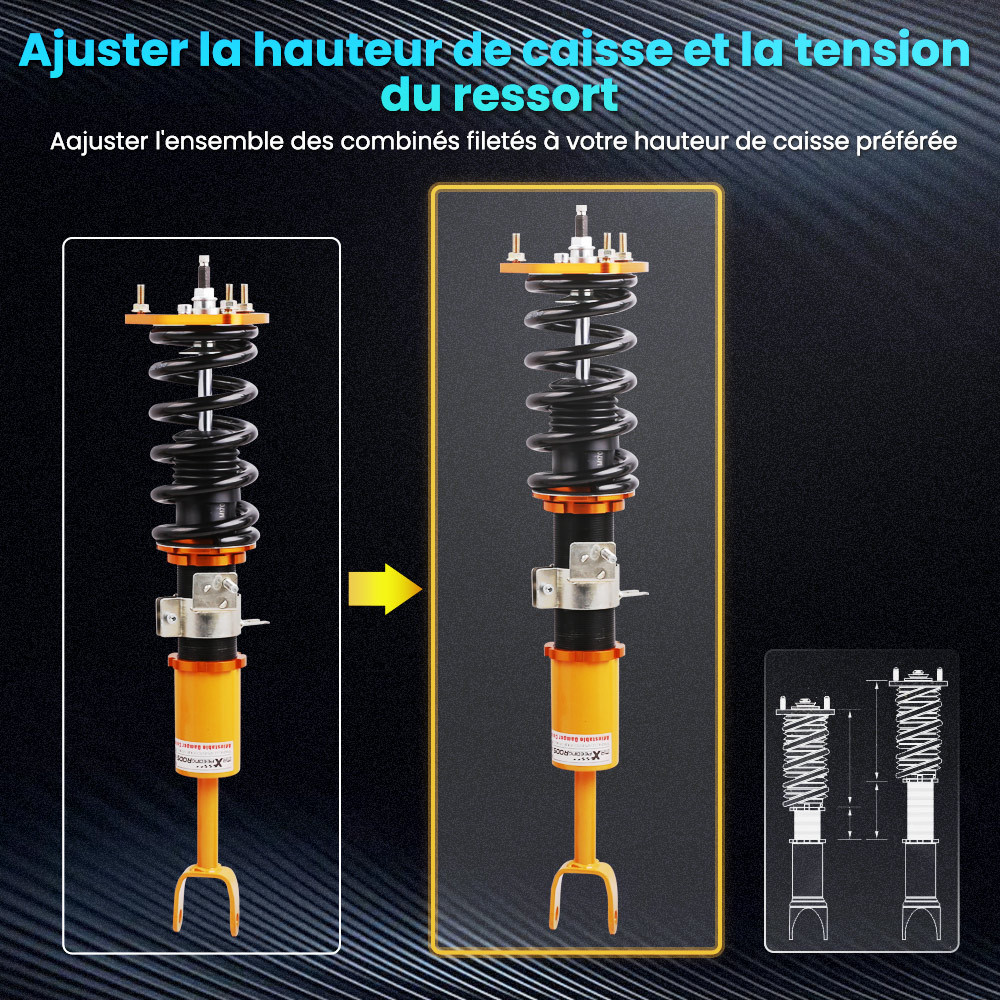  Kit dabaissement de suspension réglable Combines filetes Compatible pour NISSAN 350Z ROADSTER cabriolet 2003-2008USA (Z33 ) 