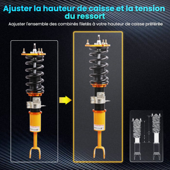  Kit dabaissement de suspension réglable Combines filetes Compatible pour NISSAN 350Z ROADSTER cabriolet 2003-2008USA (Z33 ) 
