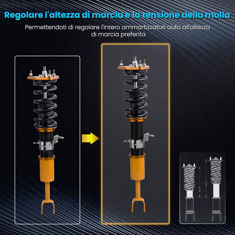Kit di abbassamento delle sospensioni coilover compatibile per Nissan Fairlady2003-2008 350Z Z33 03-08(Set di 4) Lowering Kit