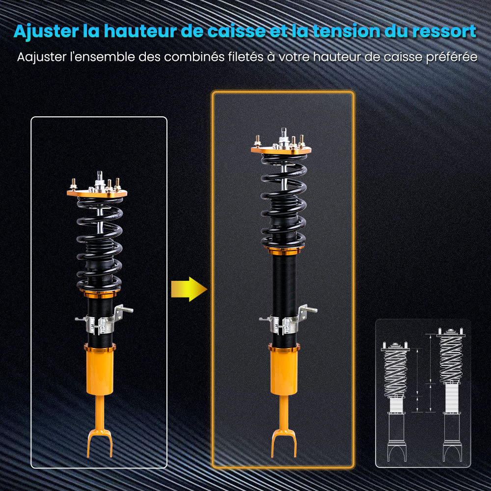  Kit dabaissement de suspension Combines filetes Compatible pour NISSAN 350Z coupé 2003-2008 USA (Z33 ) 