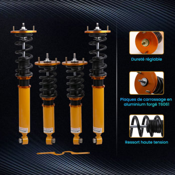 Kit de suspensions reglable coilover shock compatible pour nissan skyline gtst r33 2.0 2.5kit dabaissement