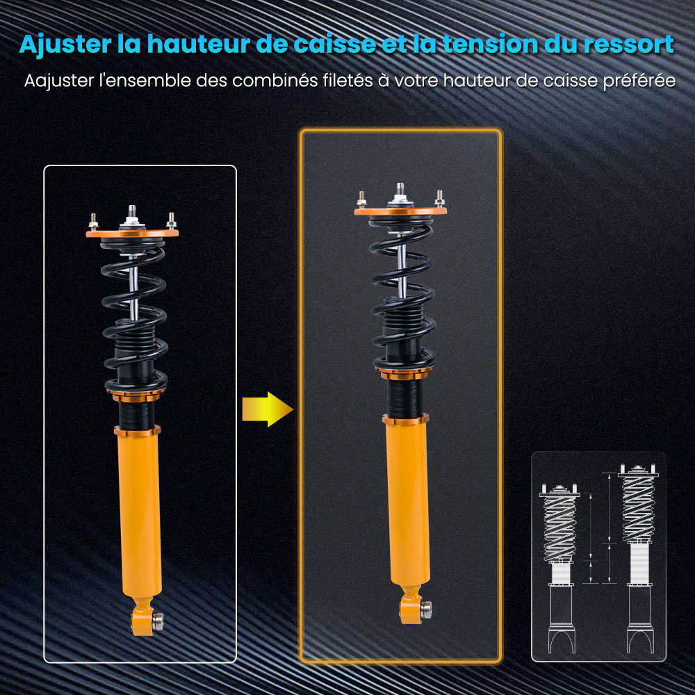 Coilover Shock Absorber Struts compatible pour Nissan Skyline GTST R33 ECR33 ER33 RB20E