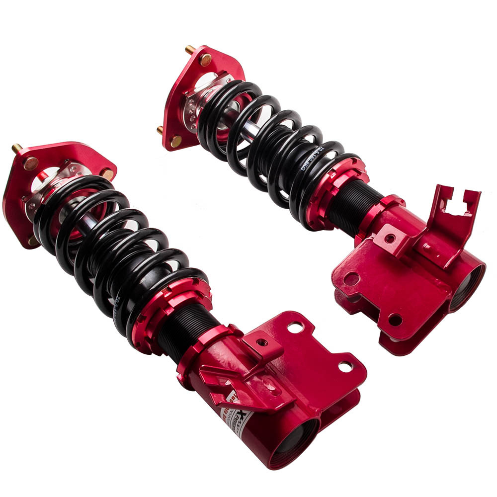 Compatible for Nissan S13 Silvia Sileighty 180/200/240SX 1989-1994 24 Ways Adjustable Red High Performance Coilover Lowering Kit