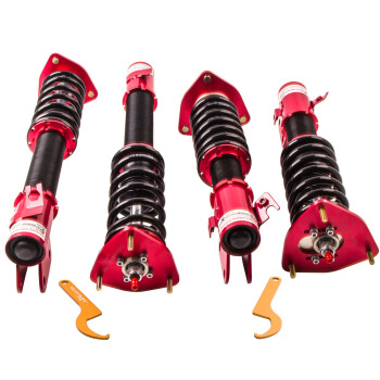 Compatible for Subaru Impreza 02-07 GDB 04 STI 24-Ways Adjustable Damper Red Coilovers Lowering Kit