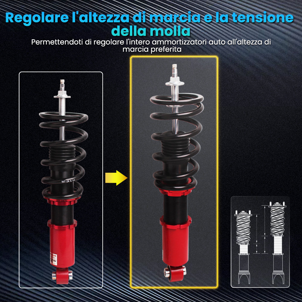 Ammortizzatori Suspension compatibile per Toyota Celica 1.8 16v2000-2006 Absorber Struts Lowering Kit