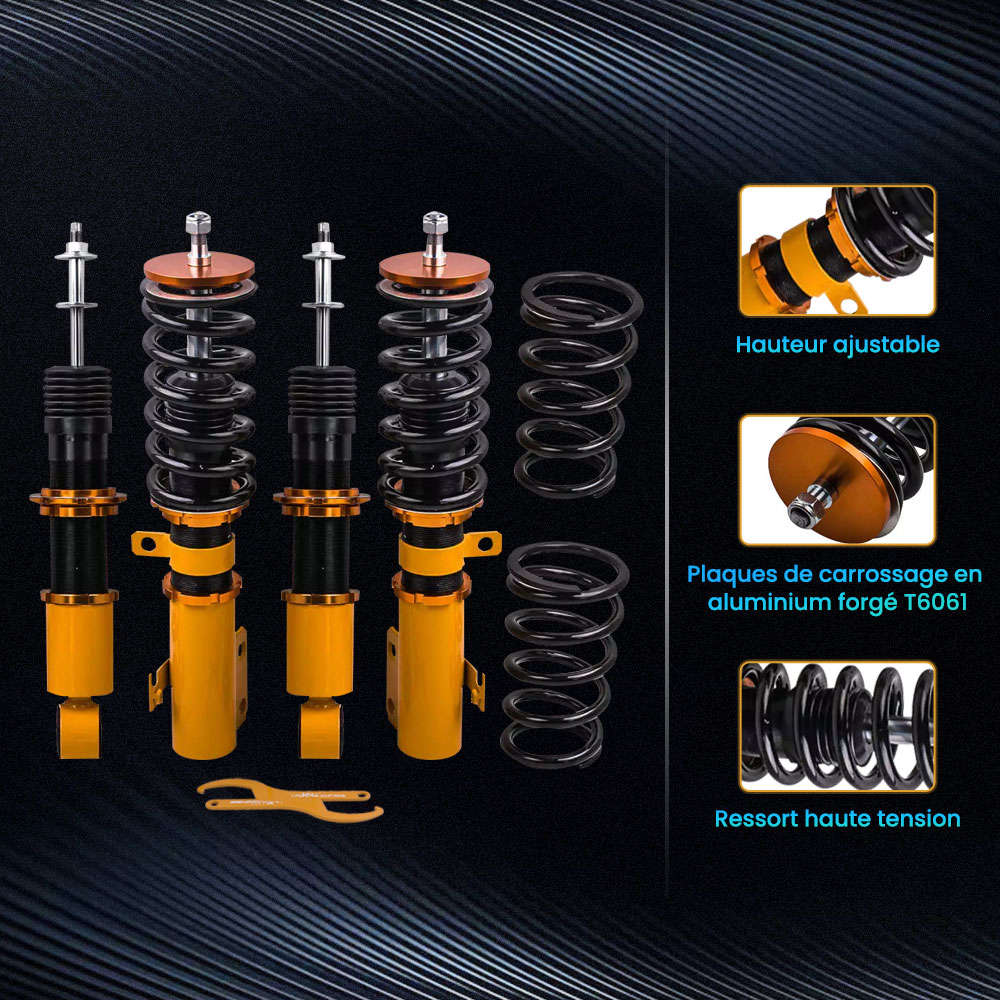 Kit damortisseur coilover compatible pour toyota corolla matrix e120 e130 03-08 