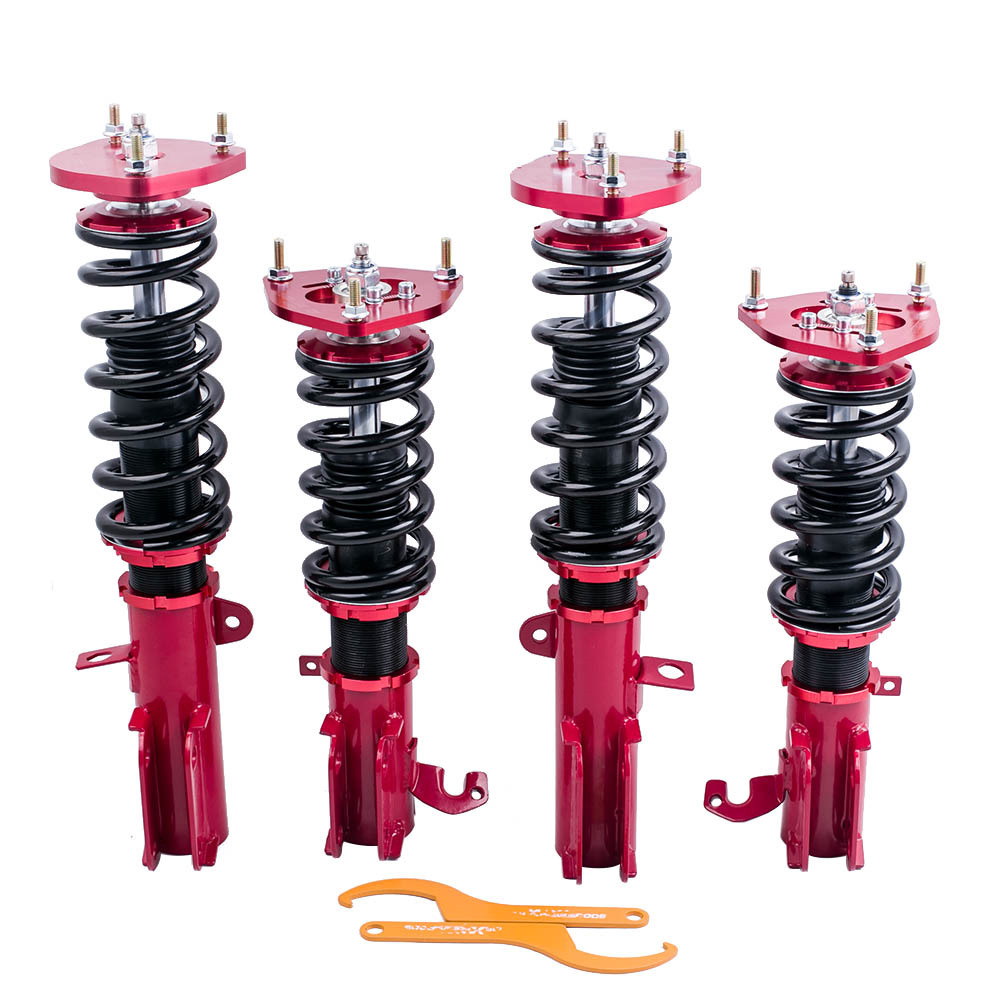Amortisseur reglable CoiloverCompa compatible pour Toyota Corolla E90 E100 E110 AE92 AE101 AE111 1988-1999 suspension 24 voies rougekit d'abaissement