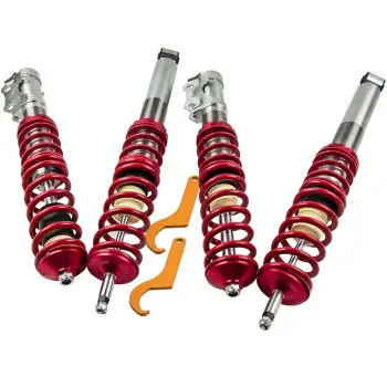 maXpeedingrods Coilovers Adjustable Height for VW Golf IV/New Beetle for  Seat Leon 1996-2010, Suspension Coil Struts, Gold Amortiguador with  Twin-tube