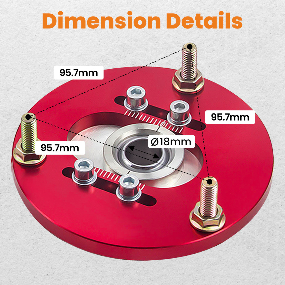 Compatible for BMW 3 Series E36 92-99 Front Coilover ADJ.Camber Plate Top Upper Mount Red