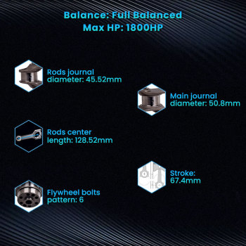 Billet Crankshaft compatible for Fiat 128 Punto GT 1.4L 67.4mm Billet 4340 Steel HP1800 Crank