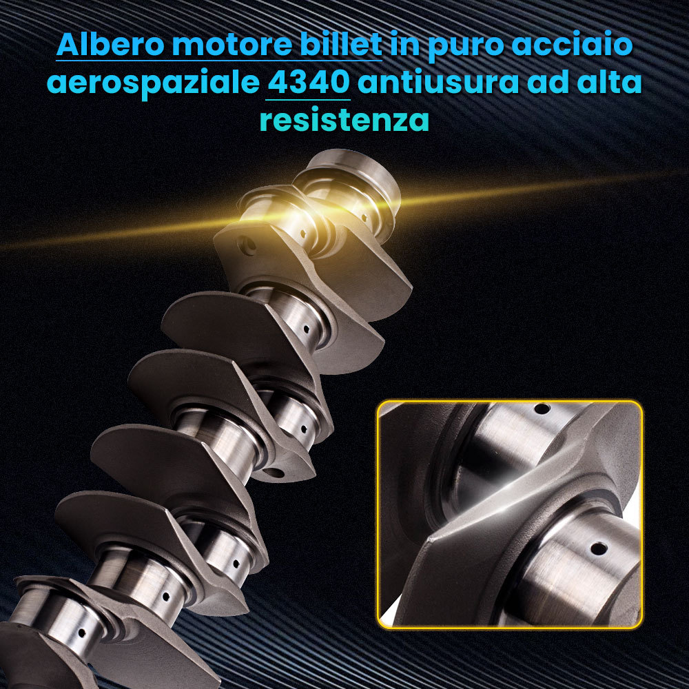Billet 4340 Chrome Crankshaft compatibile per Fiat 128 Punto GT 1.4 1800HP 67.4 mm Stroke