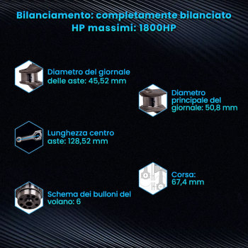 Billet 4340 Chrome Crankshaft compatibile per Fiat 128 Punto GT 1.4 1800HP 67.4 mm Stroke