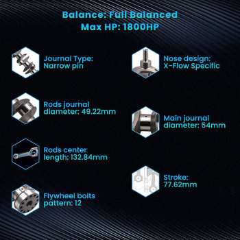 Crank 4340 Crankshaft compatible for Ford X Flow compatible for Lotus Cosworth BD BDA BDG 77.62mm 1800HP