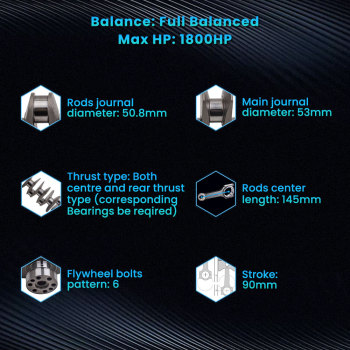 Compatible for Fiat Coupe FA/175 1993-2000 90mm Stroke Crankshaft - High Performance 4340 EN24 Billet Steel Crank