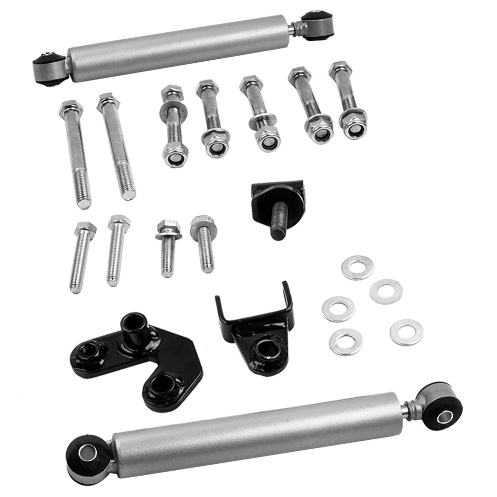 Compatible for Jeep Wrangler TJ compatible for Cherokee XJ Dual Steering Stabilizer Damper Kit